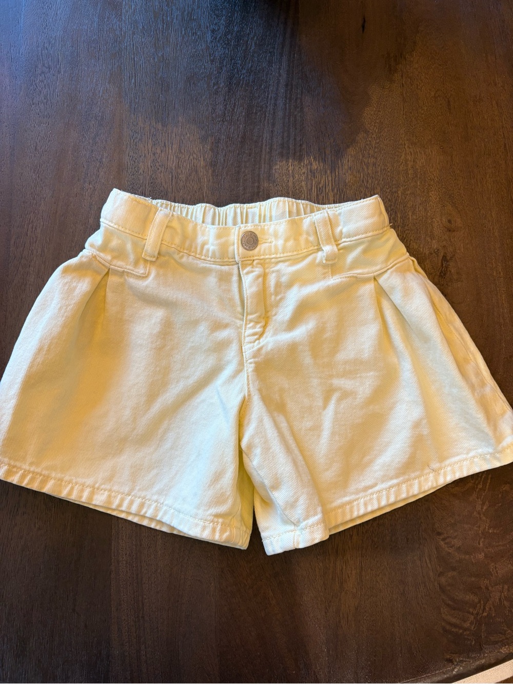 Cat & Jack Girls' Light Yellow Pleated Front Denim Shorts